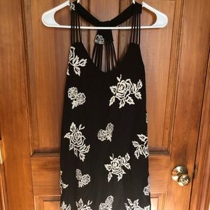 Black Floral Short Dress